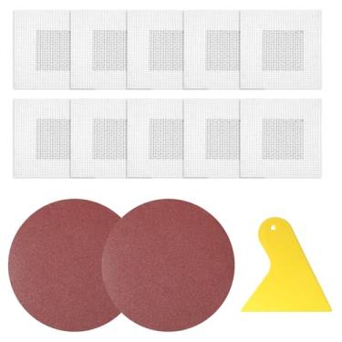 Imagem de Kit de reparo de drywall pacote com 13 kits de remendo de parede seca de 5 cm com raspador e lixas kit de reparo de furo de drywall autoadesivo para parede de tetos