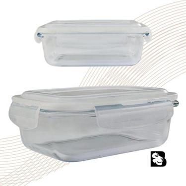 Imagem de Pote De Vidro Hermético Retangular Para Marmita Mantimentos Com Tampa 