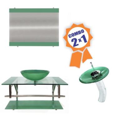 Imagem de Combo 2 em 1 - Gabinete 80cm Noruega + Torneira Ibiza - EKASA, Verde