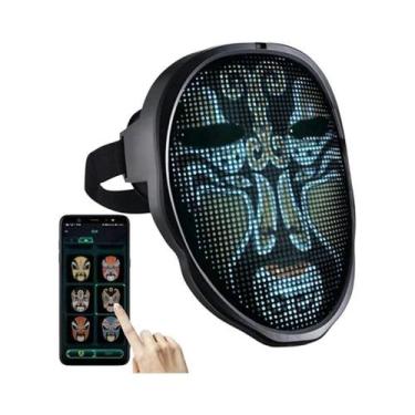 Imagem de Máscara Facial LED Inteligente - Programável via Bluetooth e App - Con