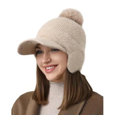 Imagem de Chapéus de inverno para mulheres - Gorro de tricô grosso e quente, 1 pacote Kakhi