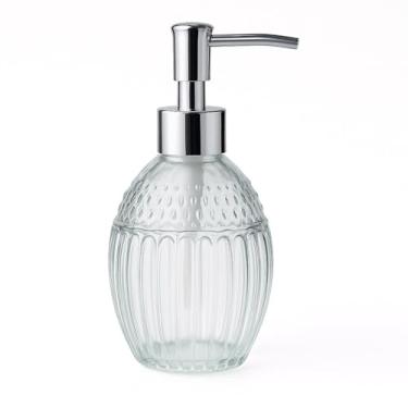 Imagem de Porta Sabonete Líquido em Vidro, 390ml, sofisticado, simples (Losangos e Cilindros)