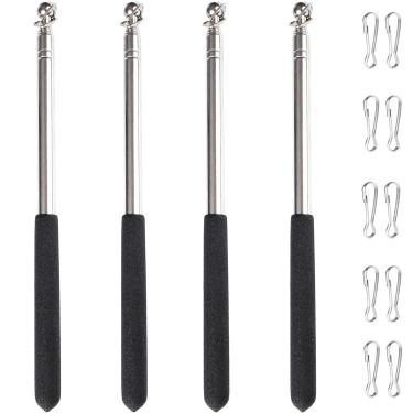 Imagem de Mastros telescópicos portáteis com clipes, mastro de bandeira de guia portátil extensível, ponteiro telescópico para professores, bastão de apontador retrátil, bastão extensível para sala de aula ao