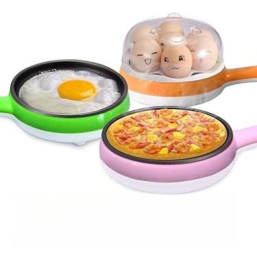 Imagem de Panela Elétrica Cozedor de Ovos e Legumes 2 em 1 110V Antiaderente com Vaporizador e Omeleteira(ROSA,110V)