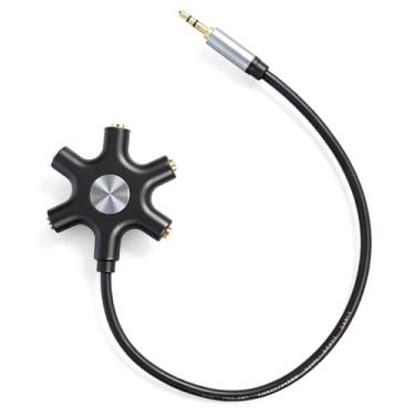Imagem de Zelphvt Divisor de fone de ouvido de 5 vias 3,5 mm para vários fones de ouvido, adaptador de fone de ouvido estéreo compatível com smartphones, tablets, laptops, leitores de MP3, projetado para até 5
