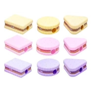 Imagem de Kit com 3 Apontadores Escolar Biscoitos CIS com Depósito Pastel Colorido Lápis Cor Aula Fofo Kawaii