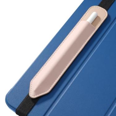 Imagem de MoKo Porta-lápis serve para Apple Pencil (Pro e USB-C e 1ª e 2ª geração), bolso elástico destacável para caneta Stylus com faixa elástica anexada à capa do iPad, ouro rosa