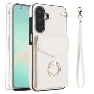 Imagem de Asuwish Capa de telefone para Samsung Galaxy A17/A26 5G capa carteira com protetor de tela de vidro temperado e anel de bloqueio RFID suporte suporte para cartão de crédito celular de couro A 17 26