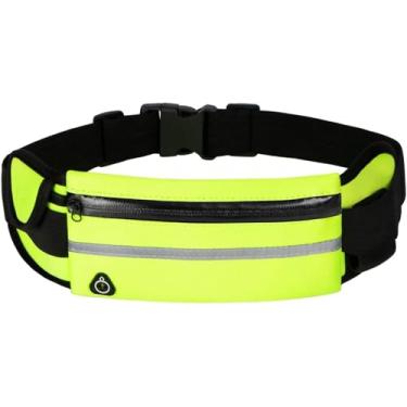 Imagem de Bolsa de cintura refletiva para corrida com suporte de garrafa esportiva para viagem, bolsa de ginástica, portátil, segura água para homens e mulheres, multicores, Verde, One Size, Esportivo