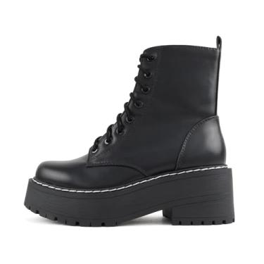 Imagem de Soda Bota feminina FLING com sola grossa com cadarço e zíper lateral, Poliuretano preto, 42