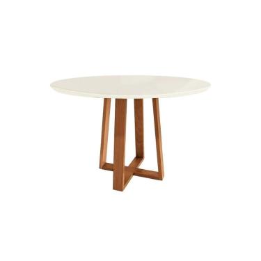 Imagem de Mesa De Sala Jantar Elma Madeira Maciça C-tampo Madeirado C- Vidro 105x105cm Carvalho-off White-vidro Off White - Kappesberg