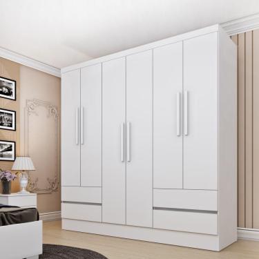 Imagem de Roupeiro Oregon 6 Portas Sem Espelho E 4 Gavetas Tcil Cor:neve