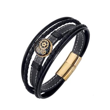 Imagem de GTMJ Pulseira de couro genuíno masculina - fecho de aço inoxidável e - presente para ele, namorado, marido, 8.5in, Couro, Sem Pedra Preciosa