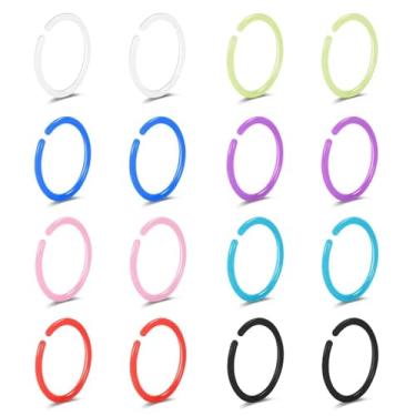 Imagem de Pluzmecalm 16 peças 20 g argola de plástico colorido bioplástico dobrável transparente piercing de nariz retentores de narina para mulheres e homens (cor aleatória