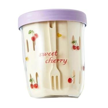 Imagem de FytStycale Copo portátil reutilizável para salada de frutas com alça, ideal para armazenar frutas e com cesto de drenagem, perfeito para escritório, e, Style F