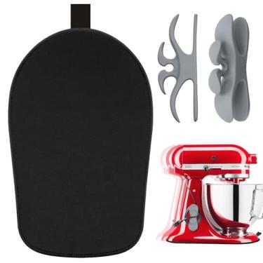 Imagem de Tapete deslizante para Kitchenaid Stand Mixer Slider Mat com organizadores de cabos dobráveis para aparelhos KitchenAid 6-8 Qt (tapete deslizante + cinza, 4,5-5 litros)