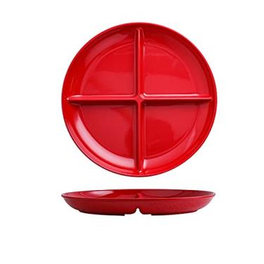 Imagem de Wuluwala Pratos divididos vermelhos, pratos de controle de porção, bandeja de jantar para adultos, prato de frutas, prato infantil, bandeja de lanches para crianças, sem BPA