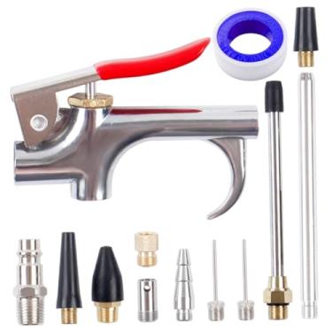 Imagem de oshhni Kit com 13 peças de soprador de ar e bicos com conector europeu para equipamentos de limpeza industrial, conexão dupla multifuncional.