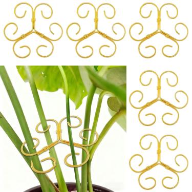 Imagem de 5 peças de suporte de planta Iron Monstera, suporte de caule de planta com grampo de bambu - acessórios de plantas de interior para plantas trepadeiras, crescimento próspero e estabilização de folhas
