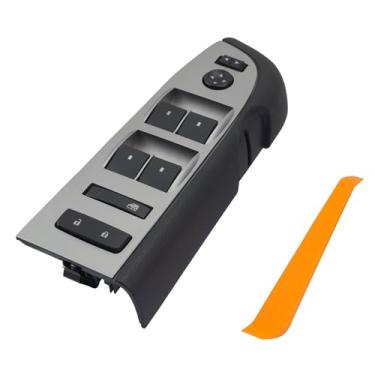 Imagem de Interruptor mestre de janela 22968506 20945129 compatível com Silverado e GMC Sierra 2010-2013, bisel preto, espelho e conjunto de trava (sem espelhos dobráveis elétricos, tripulação, cabine estendida