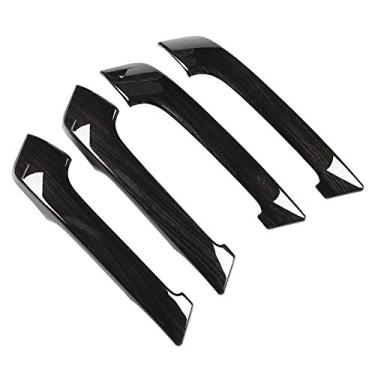 Imagem de Generic Capa de Maçaneta Interna de Grão de Madeira Preta, Guarnição Adequada para Prado 2010-2018, Design Elegante, Proteção contra Arranhões, 4 Peças