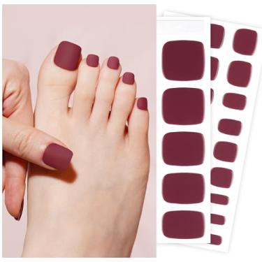 Imagem de DANNI & TONI Tiras de unhas de gel semi curadas vermelho fosco (veludo desejo) esmalte dedo do pé adesivos gel pedi wraps 37 adesivos