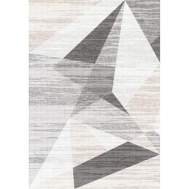 Imagem de TOPRUUG Tapete moderno de entrada 3x4 - Tapetes de área geométricos laváveis para cozinha, banheiro, antiderrapante, ultrafino, entrada interna - Tapete pequeno resistente a manchas (cinza bege creme