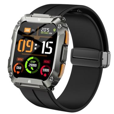 Imagem de Lamshaw Pulseira de substituição esportiva de silicone macio compatível com relógios inteligentes militares BANLVS AK90, G68 (preta, pulseira de tamanho de 22 mm)