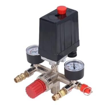 Imagem de Kit de válvula pressão vertical para compressor ar com regulador manifold, 90-120 PSI, ideal para compressores condicionado