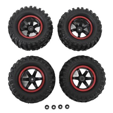 Imagem de SIWOTED 4 PCS 1.9in Pneu Roda Cubo Borracha Forte Aderência Padrão Moldura Vermelha 6 Furos Resistente Ao Choque Peça de Carro RC para Axial 1/10 RC Crawler