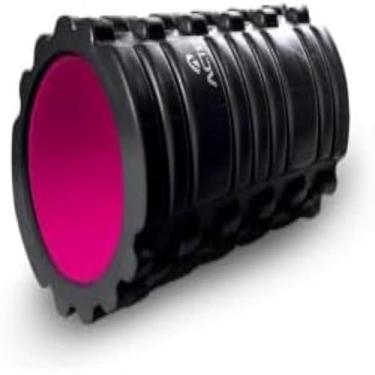 Imagem de Rolo de massagem, cilindro fitness, relaxamento muscular, exercicios, corpo, portatil, flexivel, resistente, rosa.