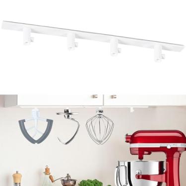 Imagem de Pacote com 4 suportes de fixação compatíveis com acessórios de batedeira KitchenAid, para armazenamento, organize seus acessórios de cozinha (branco)