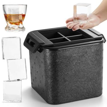 Imagem de TPPICK Molde de cubo de gelo quadrado transparente para uísque bourbon, presentes de uísque para homens, presentes de bourbon para homens e barman