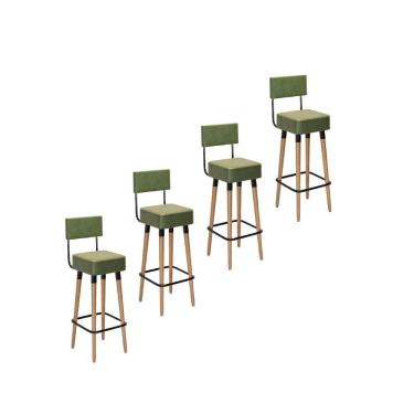 Imagem de Kit 4 Banquetas Altas Estofadas Florença Verde - Adz