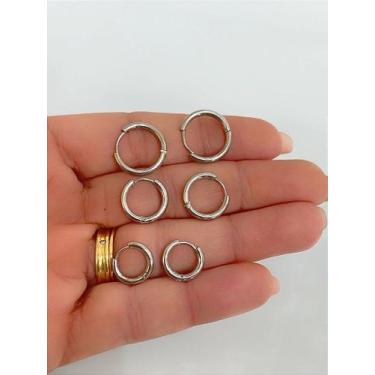 Imagem de Trio brinco argola aço inox antialérgico hipoalergênico - 3 pares - no