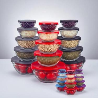 Imagem de Conjunto armazenamento cozinha alimentos potes vidro, tampas diversas, funcional, sortido, e hermetico.