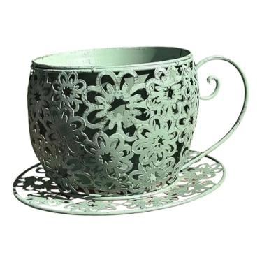 Imagem de Ｂｅｓｇａ Vaso de flores colecionável e criativo em ferro para jardim, ideal para pátio ou casa de campo, Verde