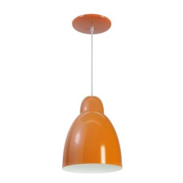 Imagem de Lustre Pendente Luminária Bala em Alumínio Com Interior Branco e Fiação Bivolt Retrô de Balcão 110v 220v… (Laranja)