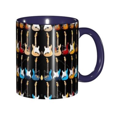 Imagem de Zeraoke Caneca de café criativa com estampa de guitarra artística, personalizada, presente para família, tamanho de 325 ml, unissex