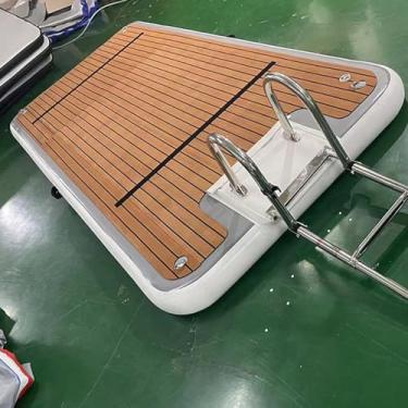 Imagem de LMJYU Cama inflável de água, plataforma flutuante de pesca, bote flutuante inflável, plataforma flutuante de iate, plataforma de descanso de água, doca de iate, 2 x 6,6 x 19,7 pés