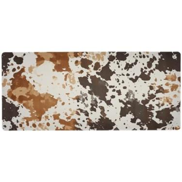 Imagem de Wassud Tapete de mouse com padrão marrom branco para jogos com base de borracha antiderrapante, mouse pad longo para teclado de computador com borda costurada, almofada grande à prova d'água para