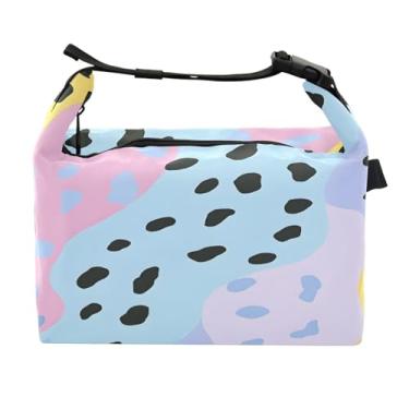Imagem de STAYTOP Lancheira colorida com estampa de leopardo com fivela, lancheira isolada para meninos e meninas, lancheira térmica para trabalho escolar