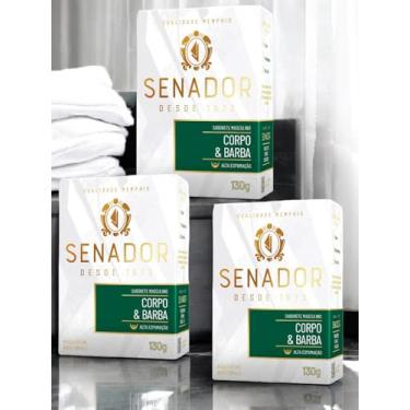 Imagem de Sabonete Senador Corpo e Barba 130g Memphis, Kit 3 Unidades