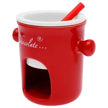 Imagem de ZFLYCANP Conjunto de copos de fondue de chocolate, copo de derretimento de chocolate com garfo, caneca quente de fondue de doces, seguro para alimentos, resistente à ferrugem, reutilizável para