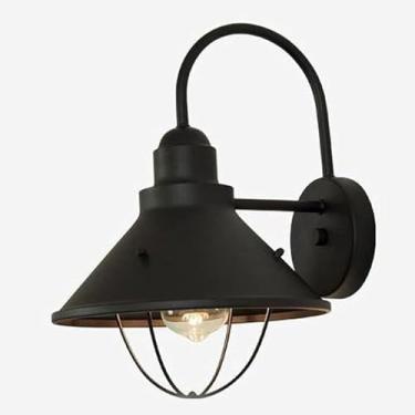 Imagem de Luminária de parede LED, arandela para iluminação externa, estilo celeiro preto, ideal para varanda, pátio ou jardim.