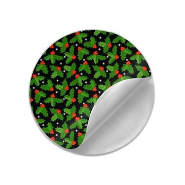 Imagem de Adesivos Natalinos Redondos Com Estampa De Azevinho 25 Unidades - Tamanho 50x50cm