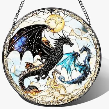 Imagem de Vitral de dragão, janela interna, coletores de sol de 20 cm, apanhadores de sol para pendurar janelas, decoração de casa e Natal, férias, dia das mães, dia dos pais, presentes de aniversário para