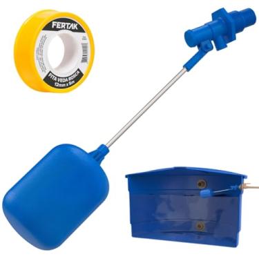 Imagem de Torneira Boia Para Caixa D'Água 1/2" e 3/4" Haste Alúminio + Fita Veda Rosca Teflon 12mm x 5m