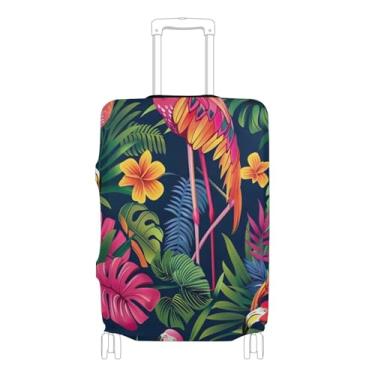Imagem de Joisal Capas de bagagem para protetor de mala, flamingos coloridos, folhas tropicais, capa de terno personalizada essencial de viagem para mulheres, P, serve para capa de 45 a 50 cm, Flamingos