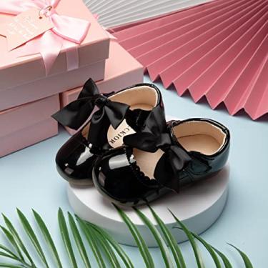 Imagem de Sapatos sociais para meninas pequenas Mary Jane Sweet Bow Party Back to School Sapatilhas de balé para meninas, Preto, 8.5 Toddler